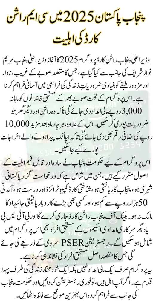 CM Rashan Card Eligibility in Punjab Pakistan 2025